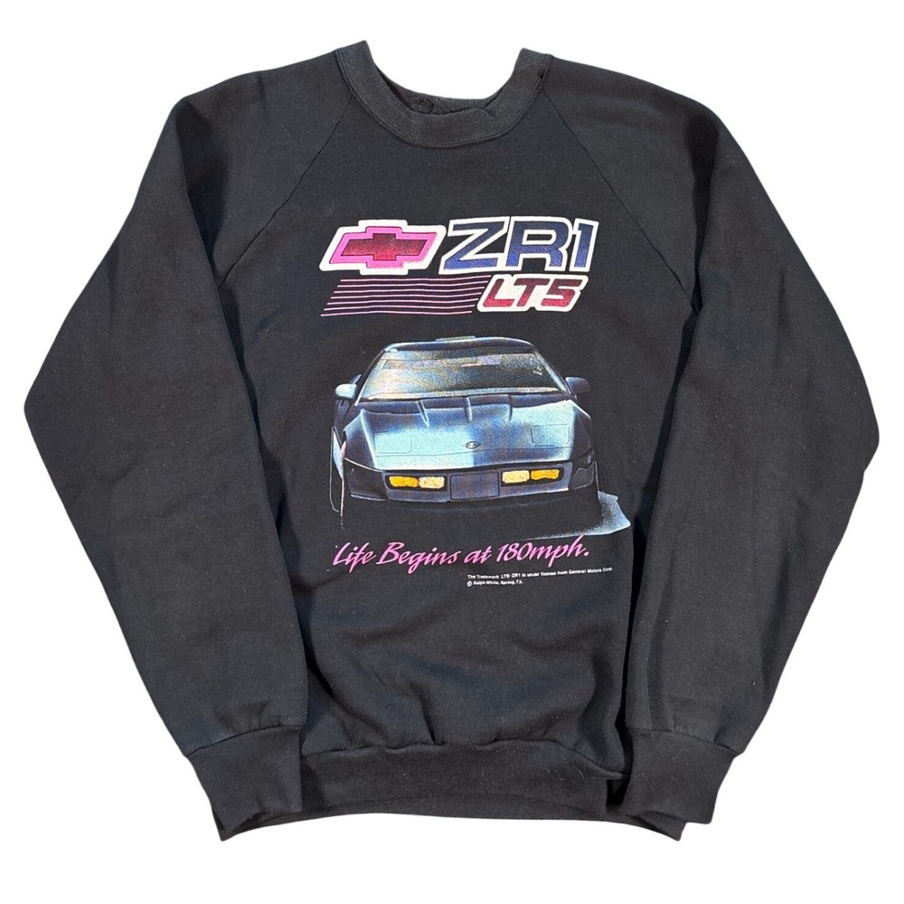 Vintage Chevy ZR1 LT5 Corvette Life Begins At 180 MPH Crewneck Sweatshirt